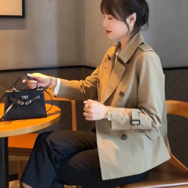 洋气高端小个子短款风衣外套女2025新款女装春休闲百搭显瘦上衣