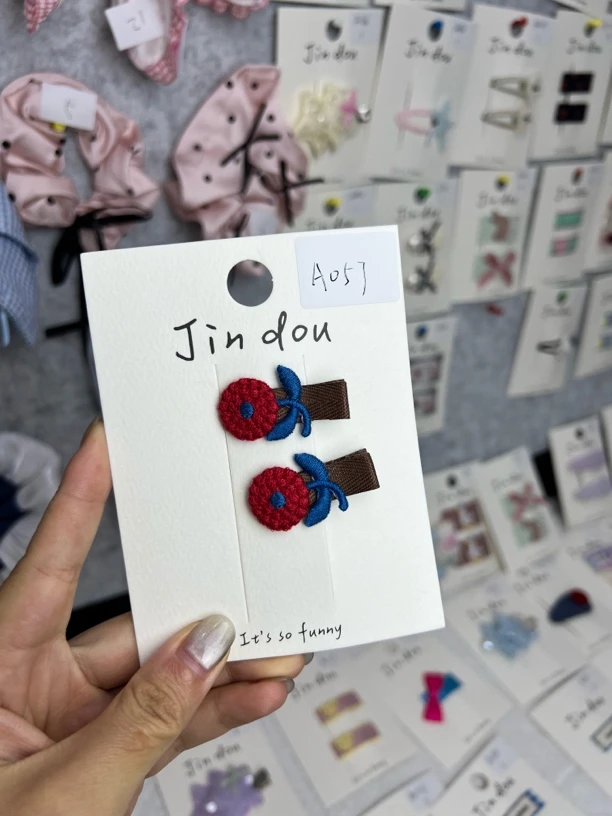 A057-“手作系列”刺绣花朵韩版全包鸭嘴夹发夹头饰夹子气质发卡