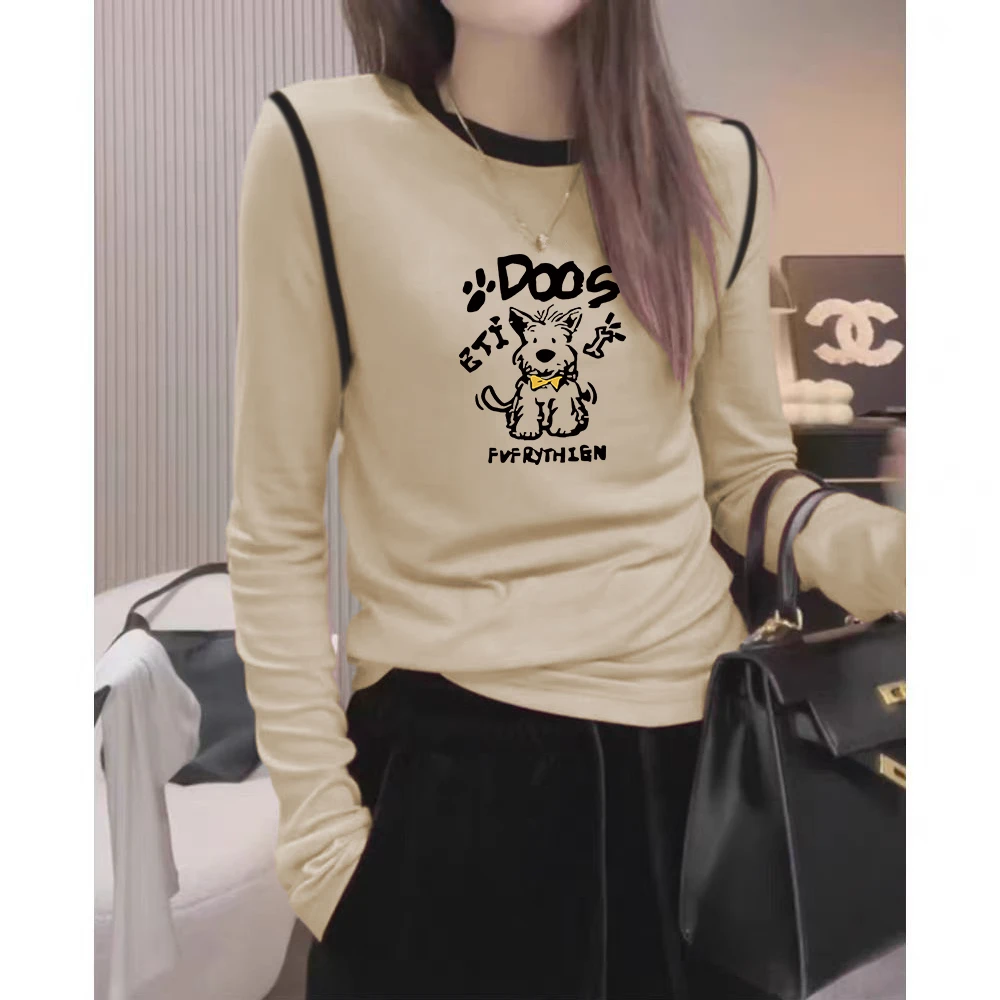 秋冬大码胖mm纯欲风辣妹修身显瘦长袖T恤女士韩版简约打底衫内搭