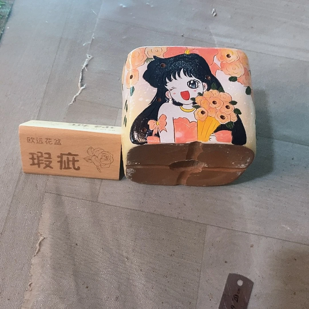 花盆紫砂红陶手绘花盆