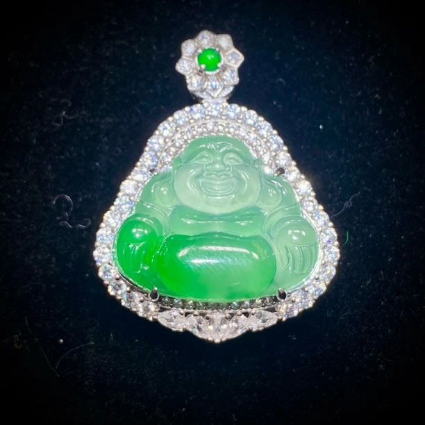 A货s925银镶嵌时尚肚里藏金佛公送长辈珠宝饰品精致轻奢气质百搭