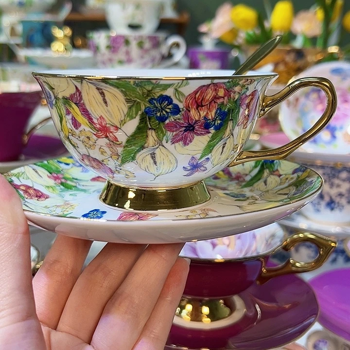 陶瓷春日花园咖啡杯碟下午茶