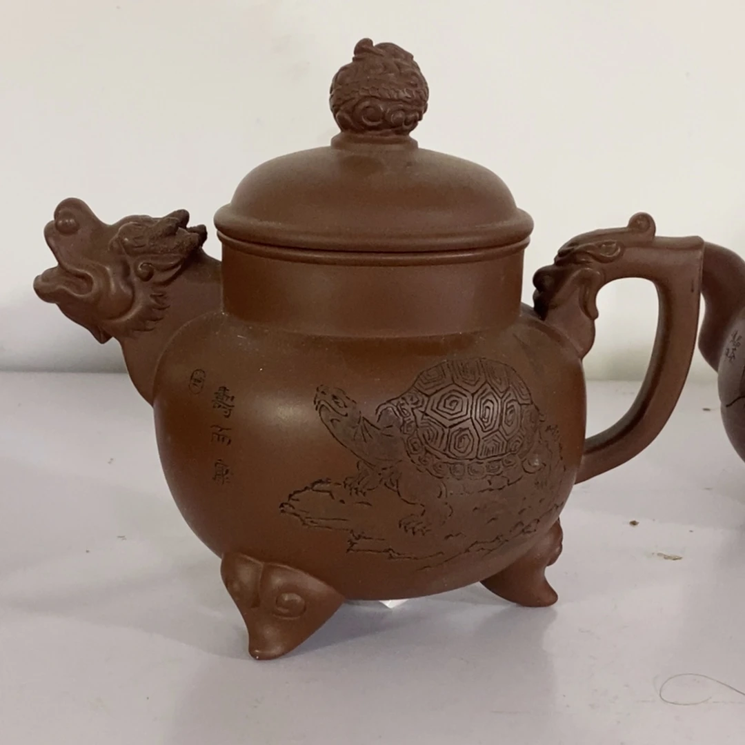 茶壶紫砂白17 三足龙鼎