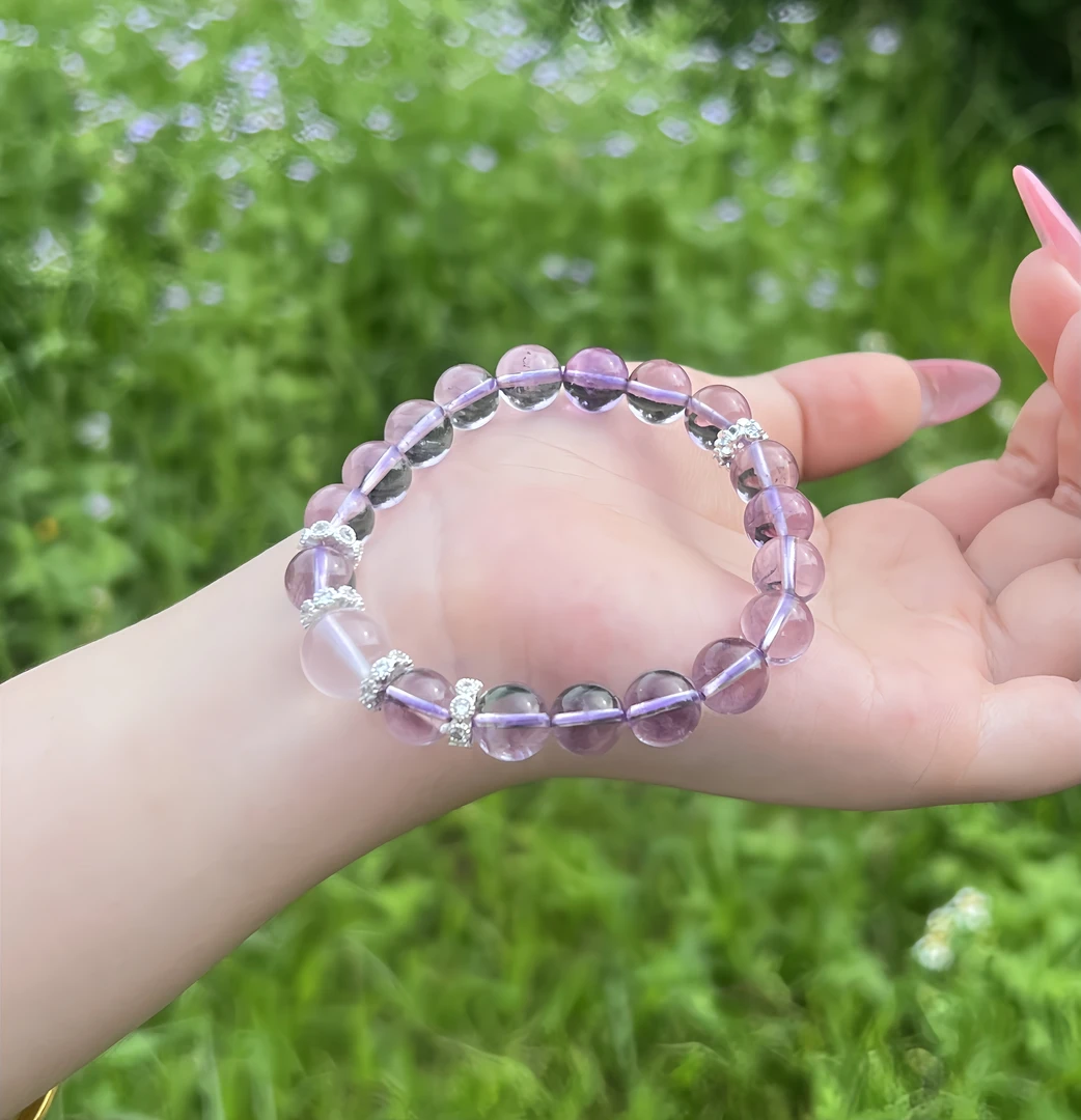 【紫清梦】天然玻利维亚紫水晶手链星光粉女手串气质高级多样性发一