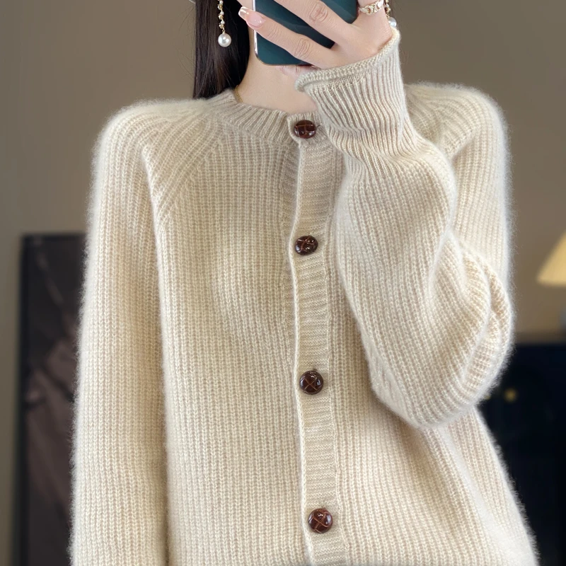 100羊毛针织打底衫女时尚开衫重磅加厚！SY-6026