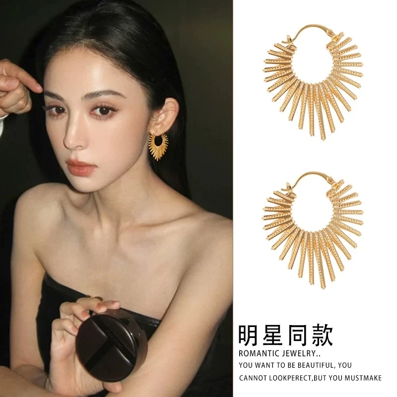 铜合金耳饰 【巴塞罗那的太阳】轻奢复古简约轻奢时尚百搭精致-A35