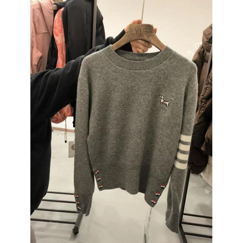 静姐 新款学院风小狗提花针织休闲网红百搭显瘦毛衣 7215