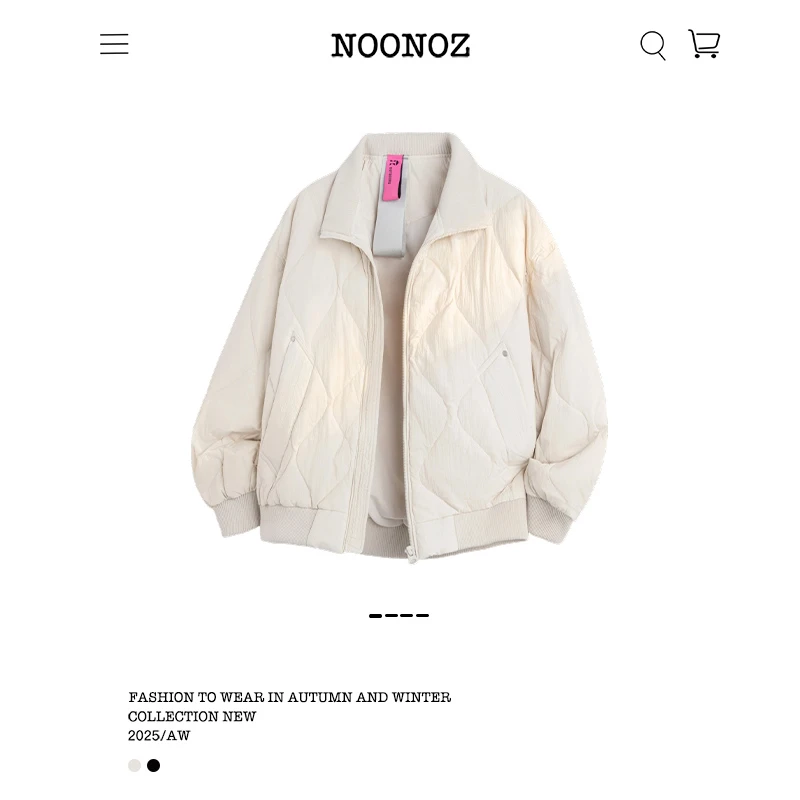 NOONOZ冬季美式潮牌菱格立领羽绒服男中性风保暖抗寒通勤情侣外套