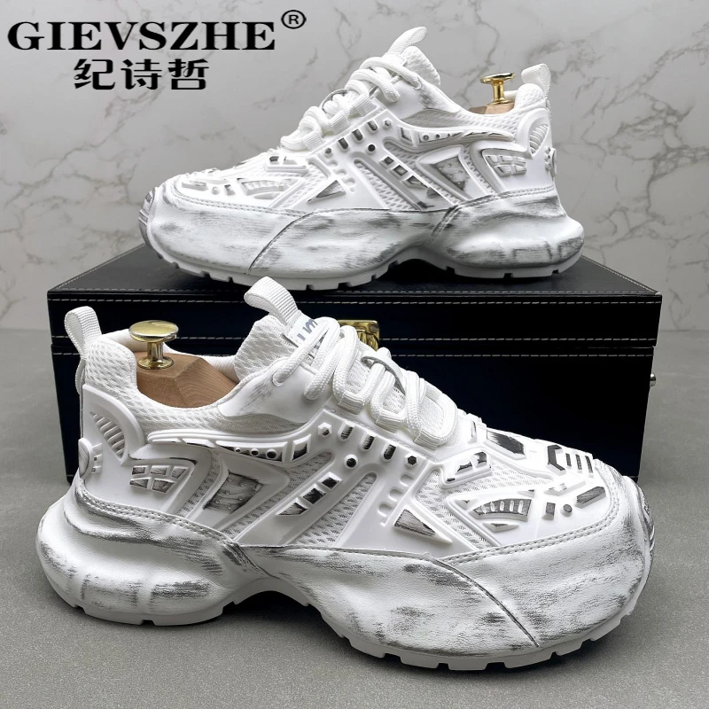 纪诗哲潮牌跑鞋男士低帮网面厚底老爹鞋减震百搭运动鞋户外跑步鞋