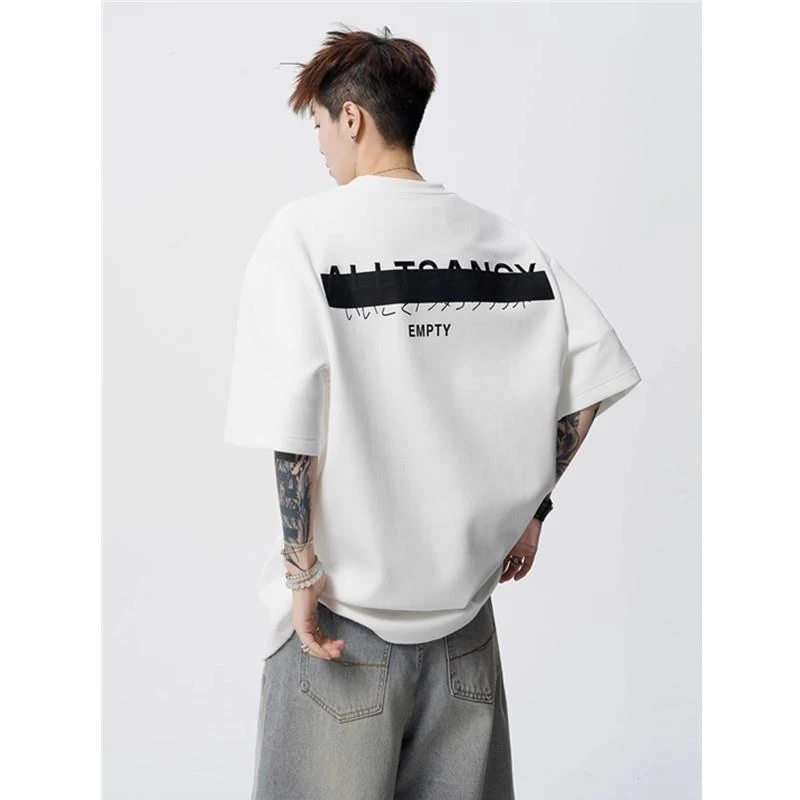 【TQUX港奢男装】品质美式复古潮牌落肩短袖夏季男士透气百搭高街