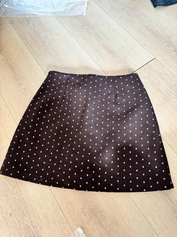 咖色半身裙波点毛呢短裙有内衬女半裙