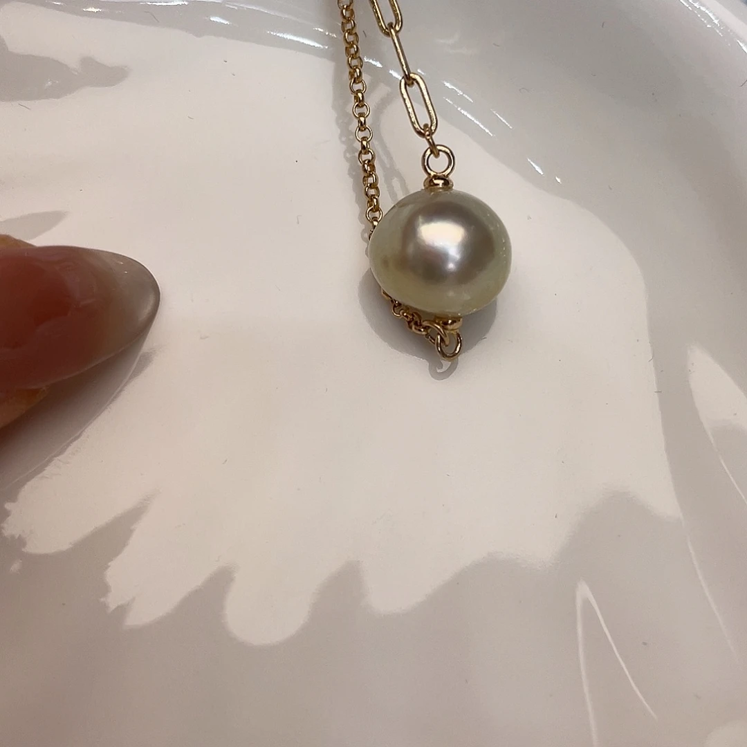 海水珍珠银S925镶嵌项链