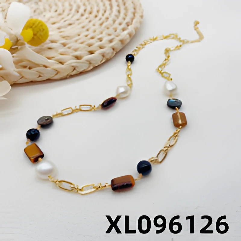 松林听雪珍珠项链气质轻奢时尚复古彩色中古XL096126