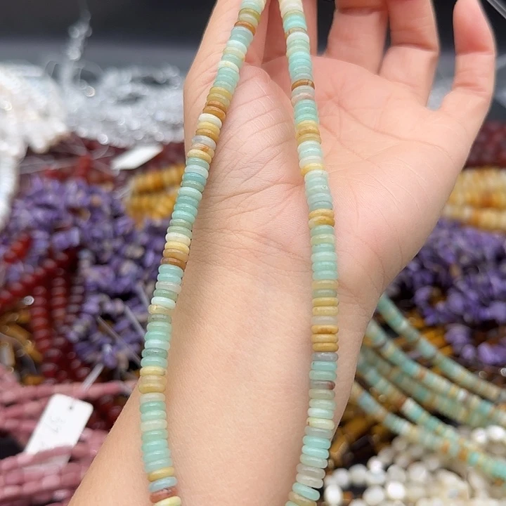 玛瑙/玉髓合金珠宝半成品亚马逊天河石6mm一条