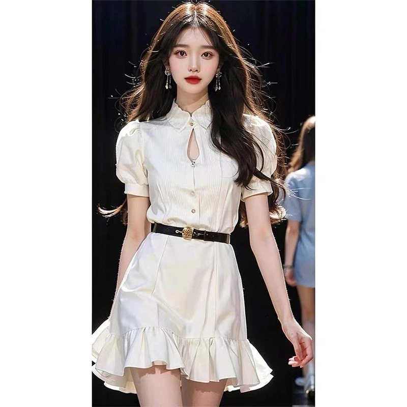 2025夏季薄款法式小香风收腰连衣裙女高级感显瘦小众百搭中长裙子