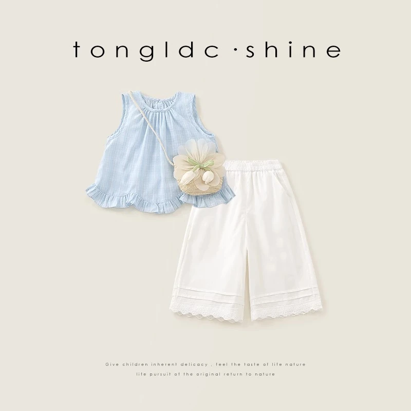 女童套装2025年夏洋气小童宝宝夏款超好看的韩系无袖两件套衣服
