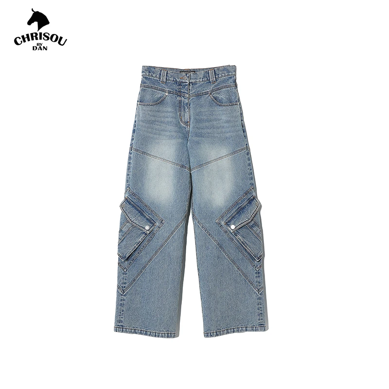 CHRISOUBYDAN欧阳丹2025定制系列口袋装饰水洗牛仔长裤130023