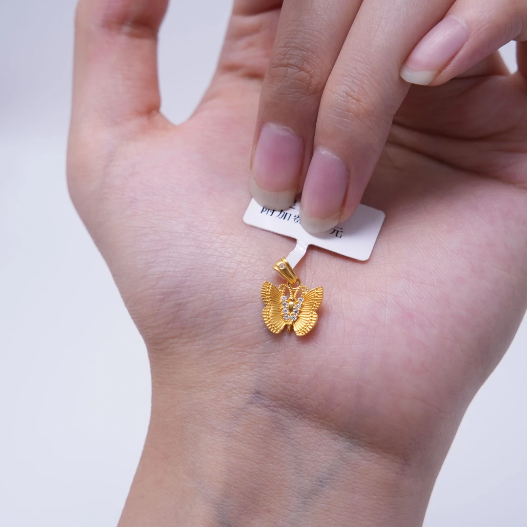 【金吊坠】点钻小蝴蝶吊坠黄金5G足金999百搭通勤零附加