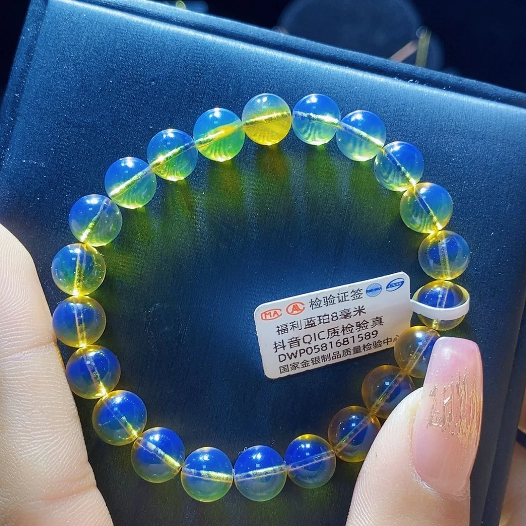 蓝珀手串未镶嵌尺寸8福利手串