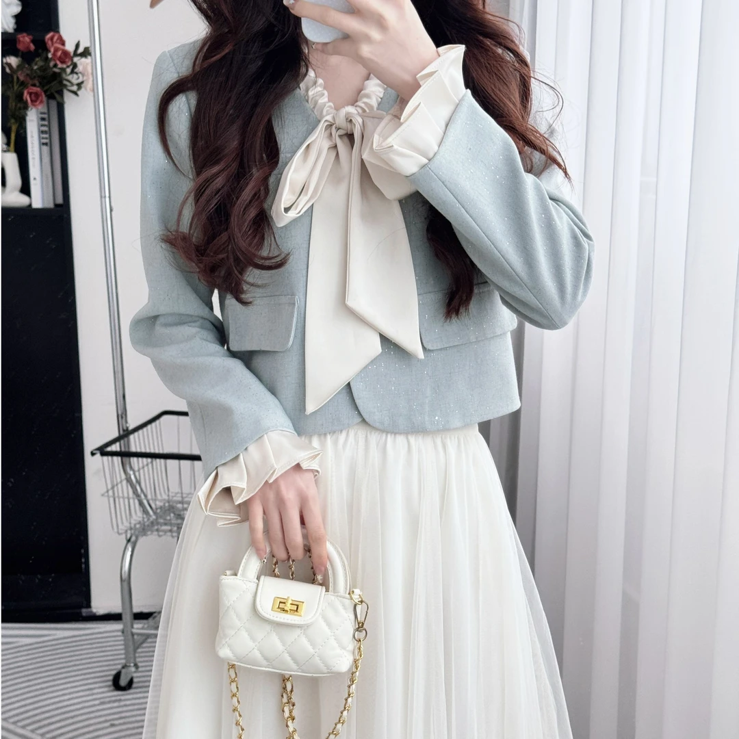 拉夏贝尔2025秋季欧若风气质长袖外套+半身裙 10069 LSC