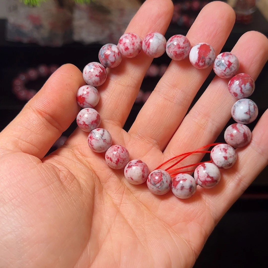 咖***块天然辰砂原石玉化手串