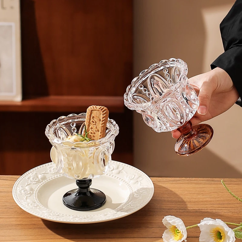 维艾法式冰淇淋杯高级感颜值甜品碗水晶玻璃杯家用酸奶杯早餐杯子