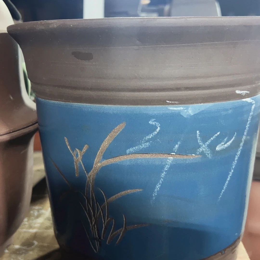 蓝色高栏中号花盆花盆花盆花盆