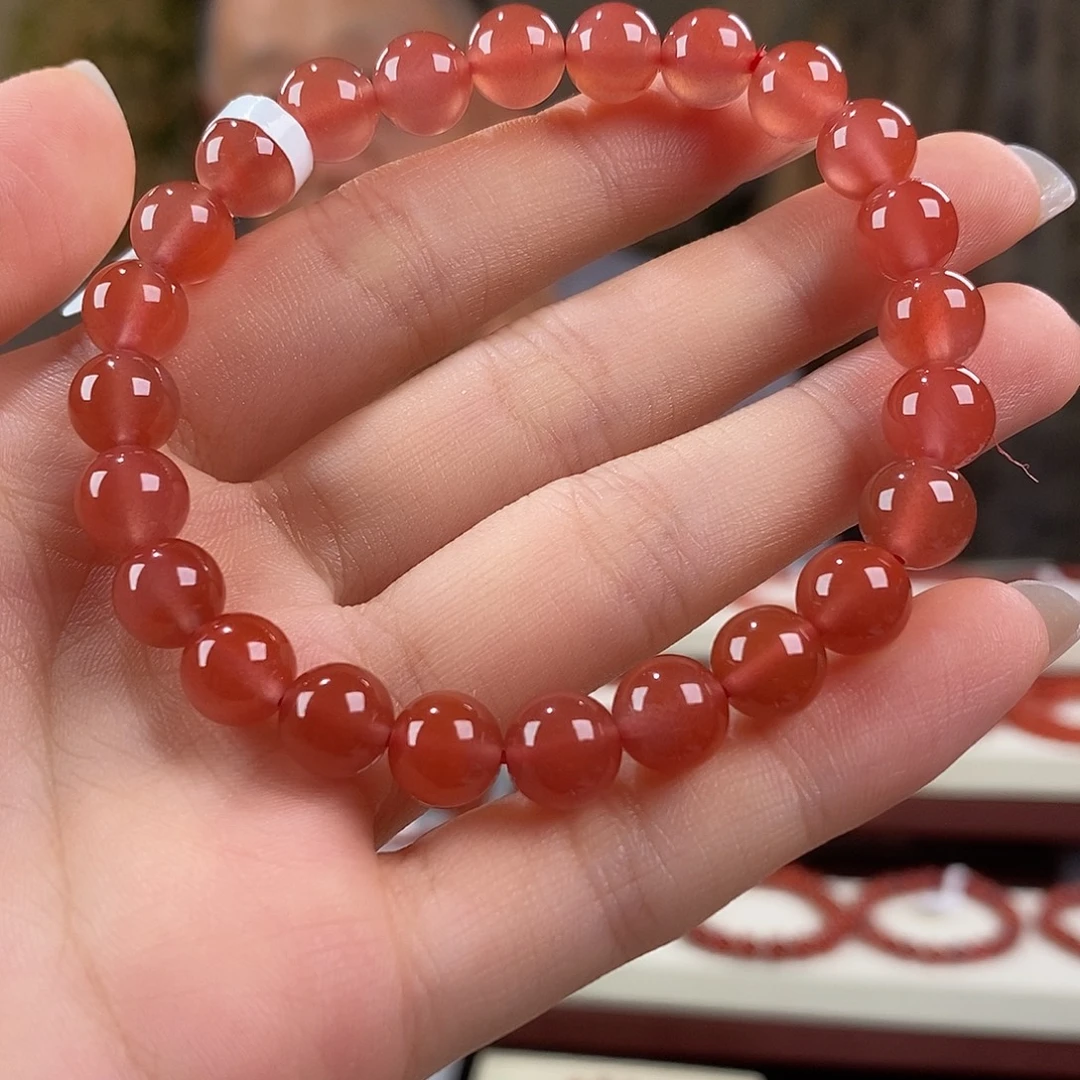 南红玛瑙未镶嵌手串原矿8mm 冰红保山高品