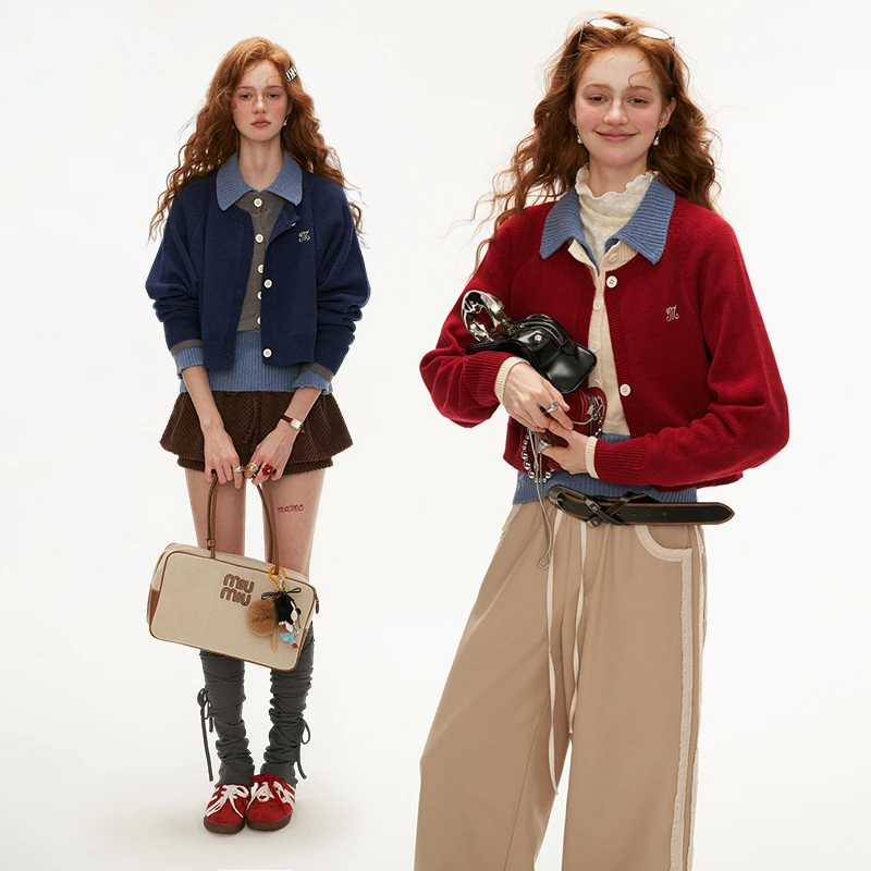 【马琦尧专属】MAMC学院风复古假两件毛衣外套WE519