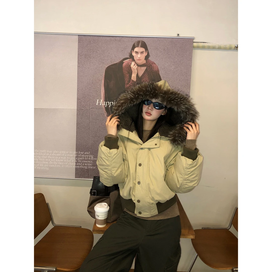 【倪子清仓】街头复古派克保暖加厚短款棉服254U3994