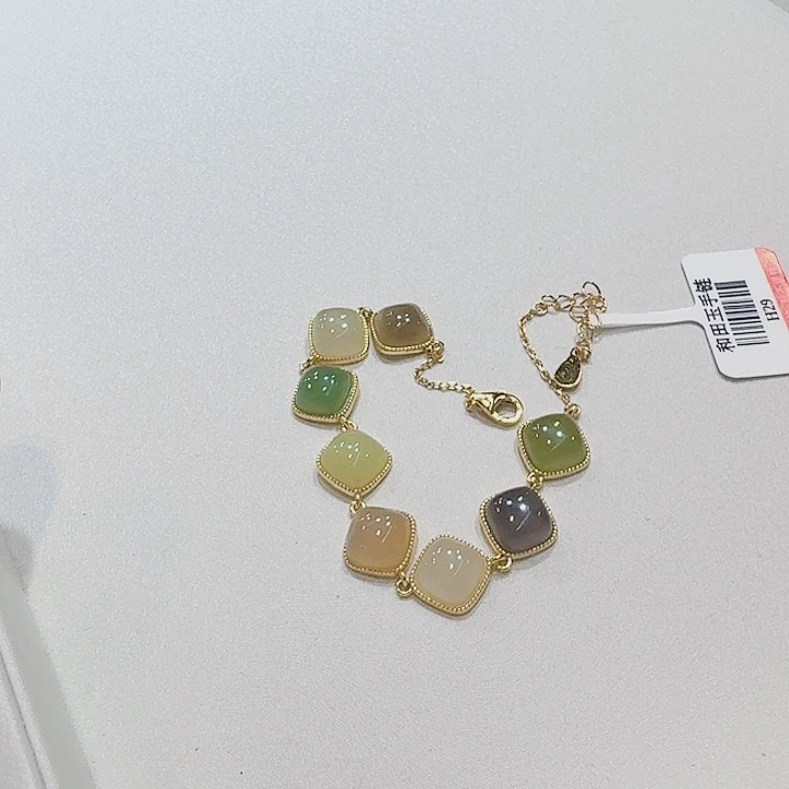 手链银S925镶嵌和田玉手链