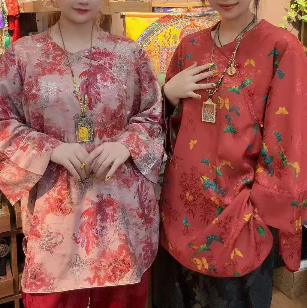 【好鑫晴】早秋新款2025新中式长袖衬衫女斜襟大码国风女装上衣