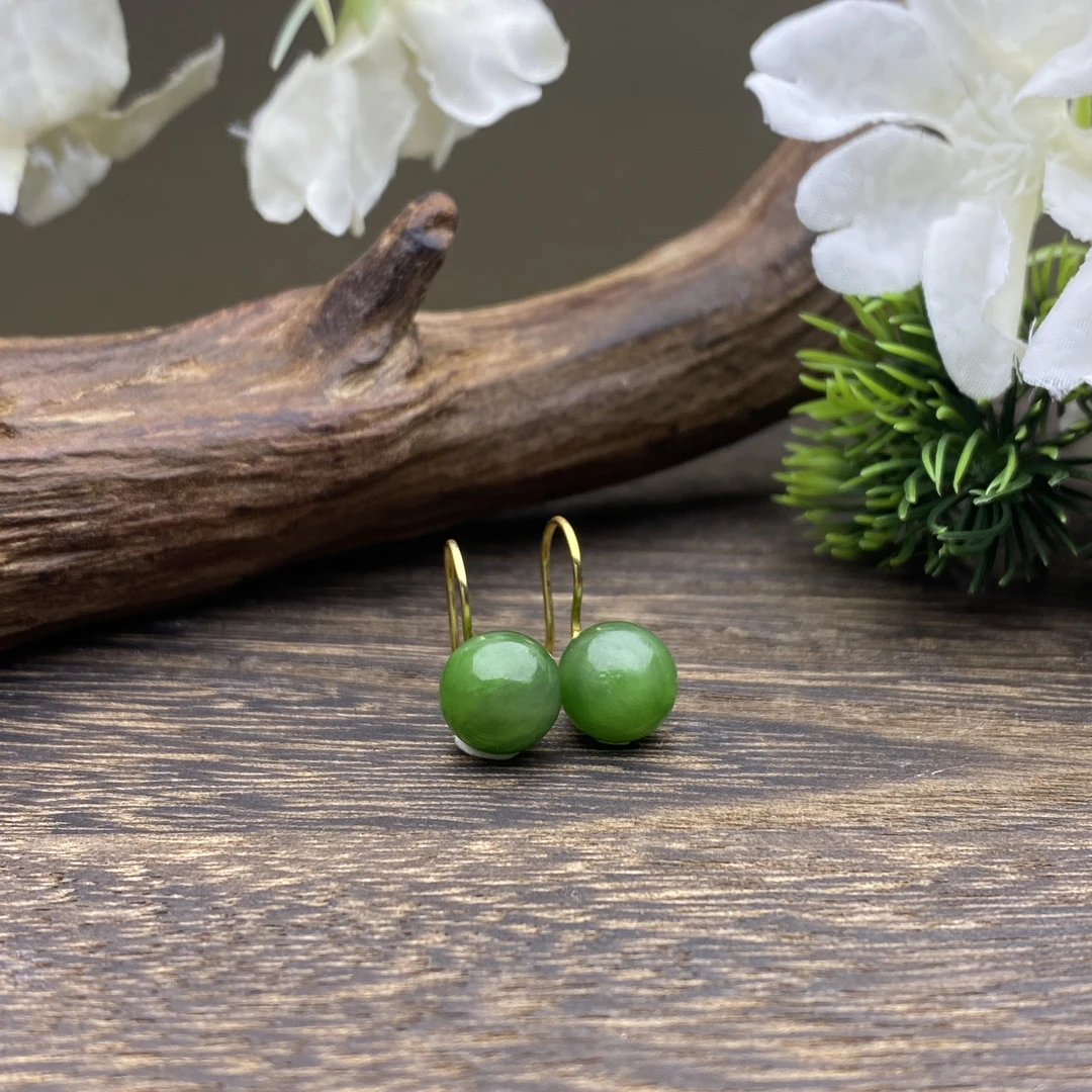 【小北好物】s925银和田玉耳钩 QH13X413【多样性发一件】约9mm+