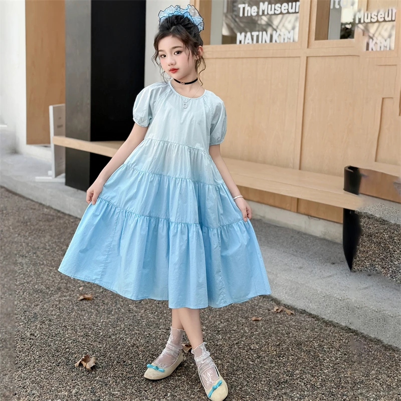 女童连衣裙夏季2025年新款洋气渐变色女孩公主裙夏装薄款儿童裙子