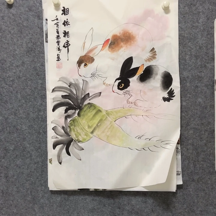 国画兔子70厘米高度