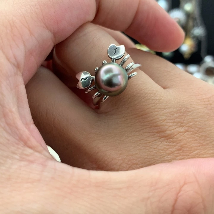 银S925镶嵌戒指海水珍珠