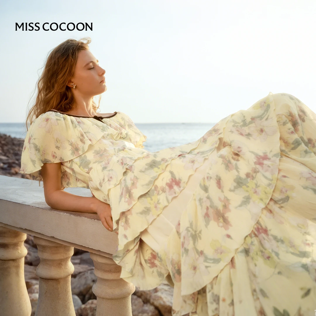 missCOCOON25新款度假蛋糕裙夏荷叶边连衣裙0134