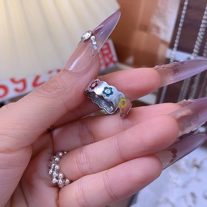 925银无小花戒指纯银