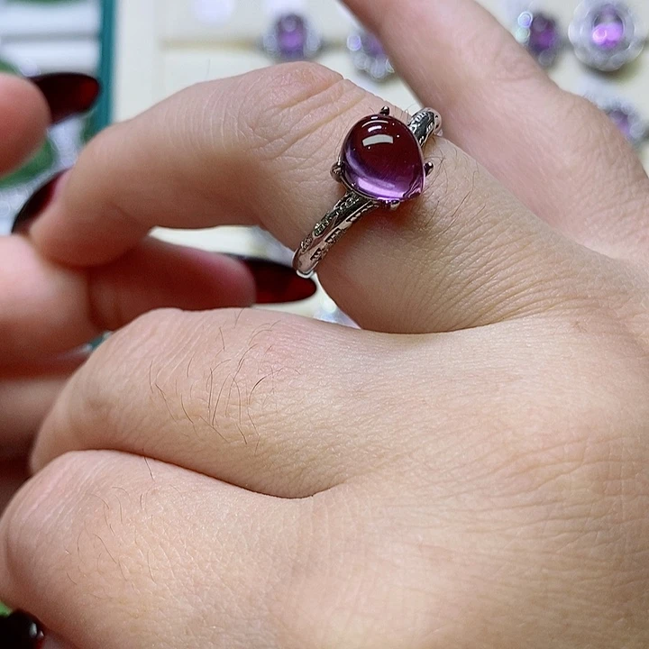 紫晶戒指银S925镶嵌惜*
