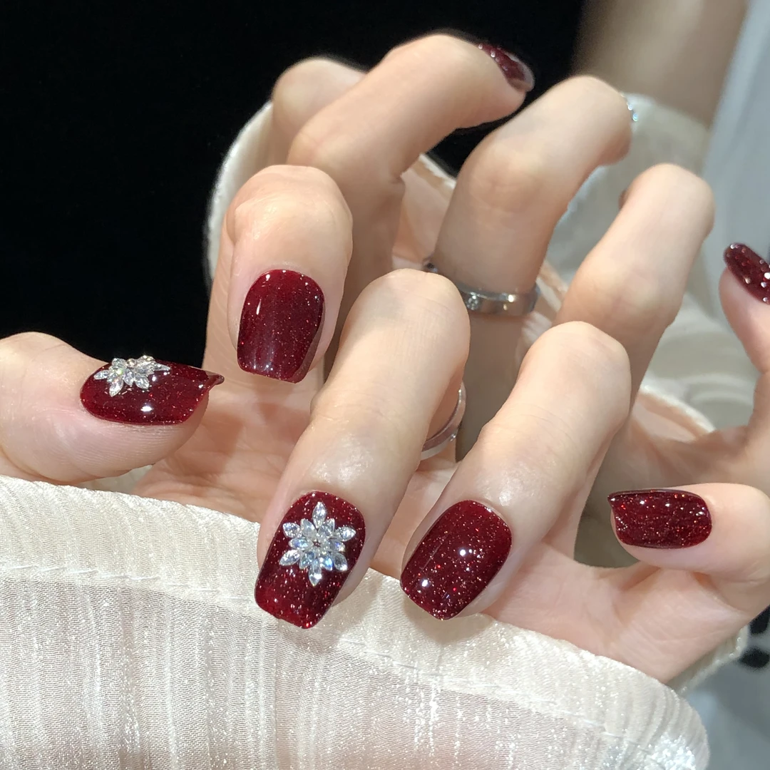 喵公子【绯红香氛】纯手工穿戴甲可拆卸美甲光疗甲