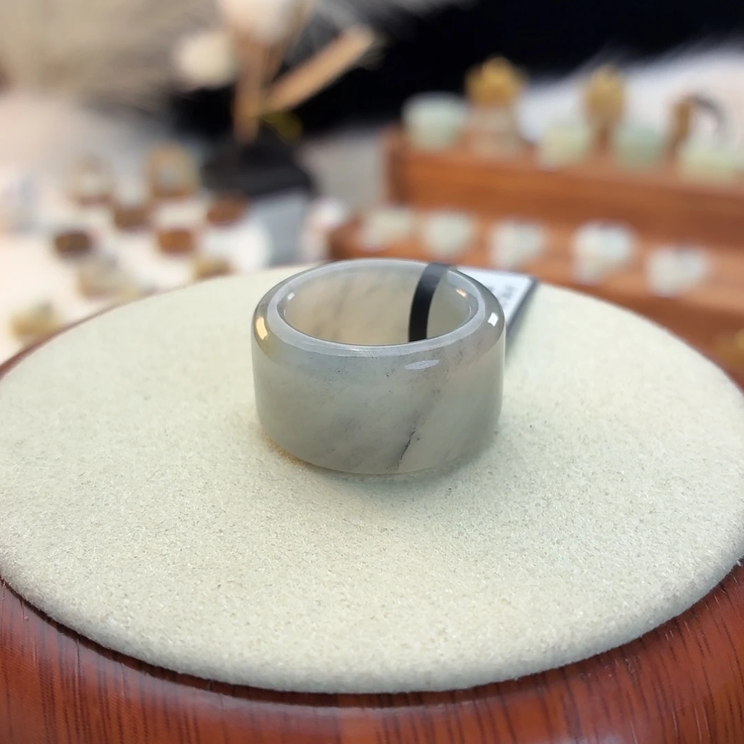 和田玉未镶嵌戒指i95半山圆切16.8mm