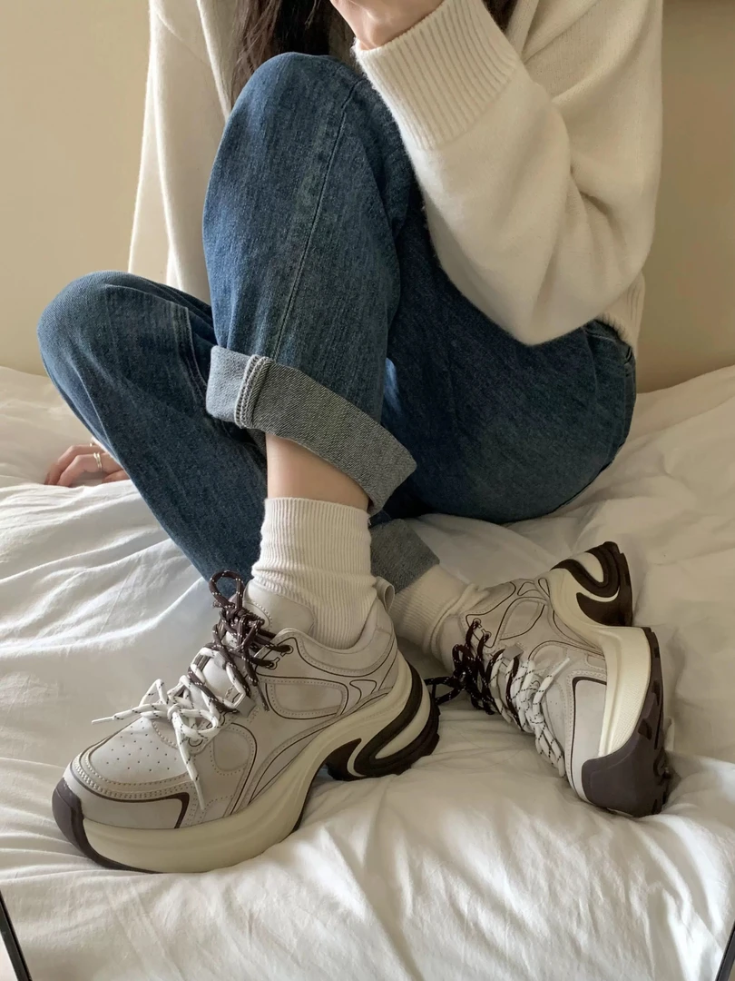 SUSU ins秋冬新款百搭潮鞋轻便厚底老爹鞋  9918-109 A1中