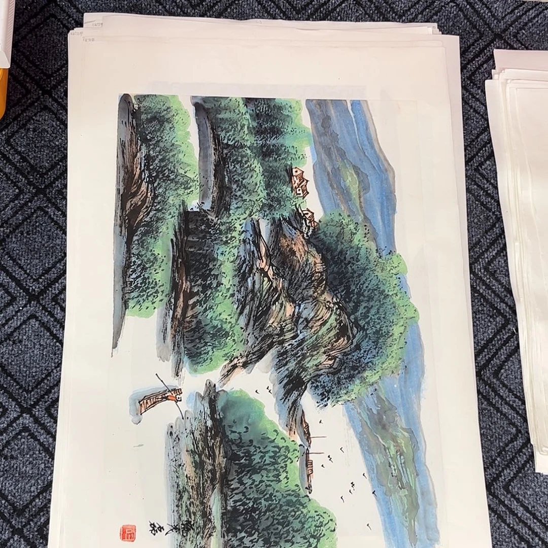 国画甄茂磊老师四尺三开山水奇