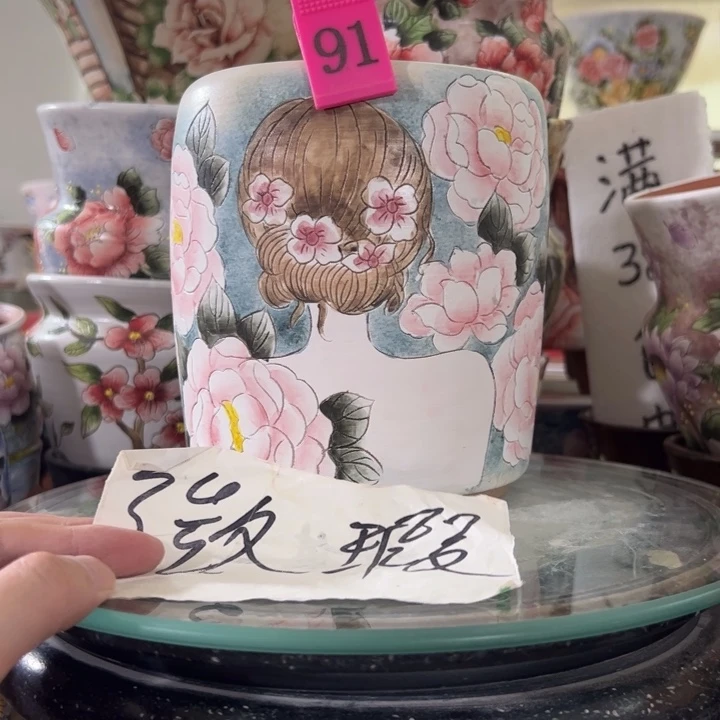 景德镇手绘花盆满38包邮偏远地区除外