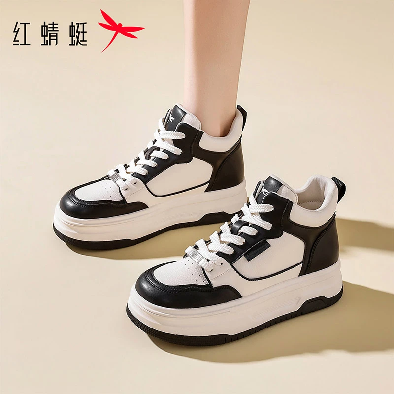 红蜻蜓女鞋2025秋季新款厚底增高百搭显瘦小白鞋时尚潮流休闲板鞋