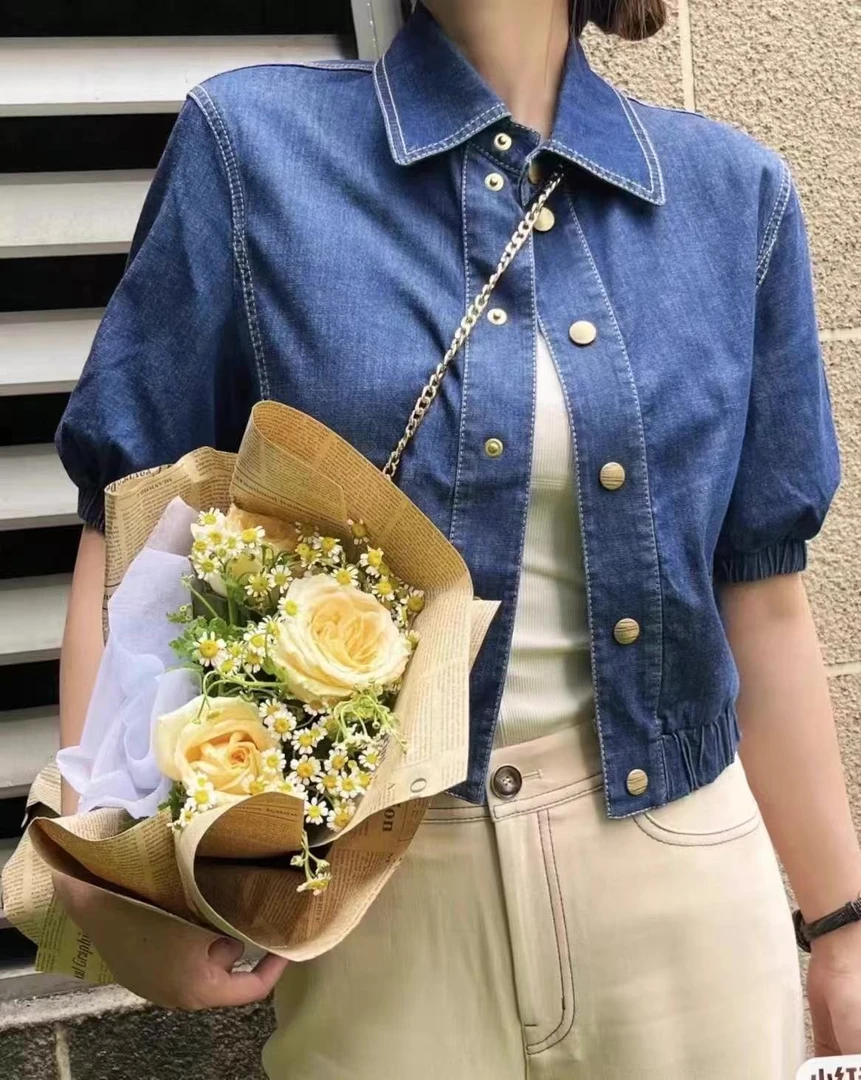 哥家夏季高腰显瘦百搭牛仔外套