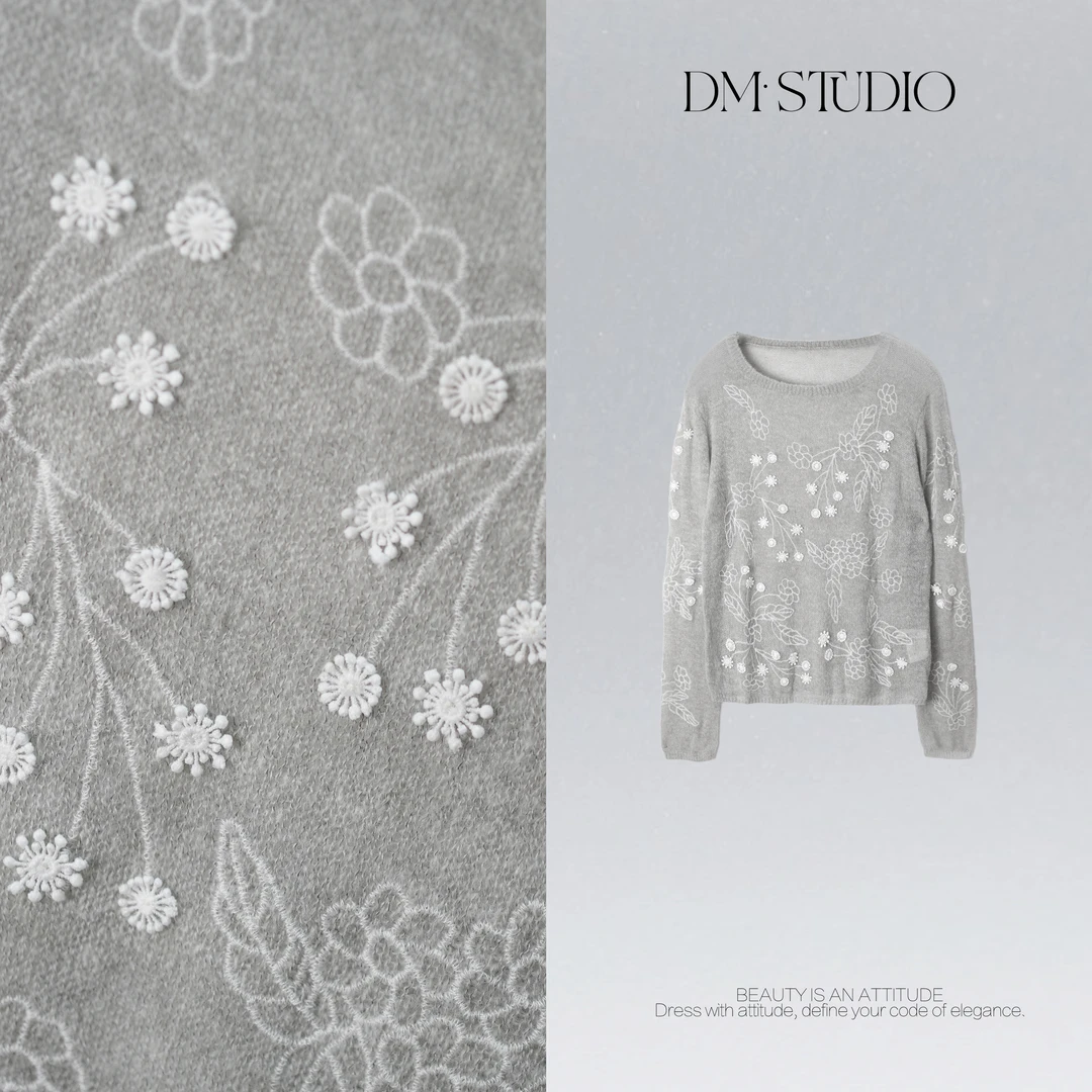 DEDM•STUDIO/小众慵懒气质精致感钩花针织衫上衣2507ZZS/M72576