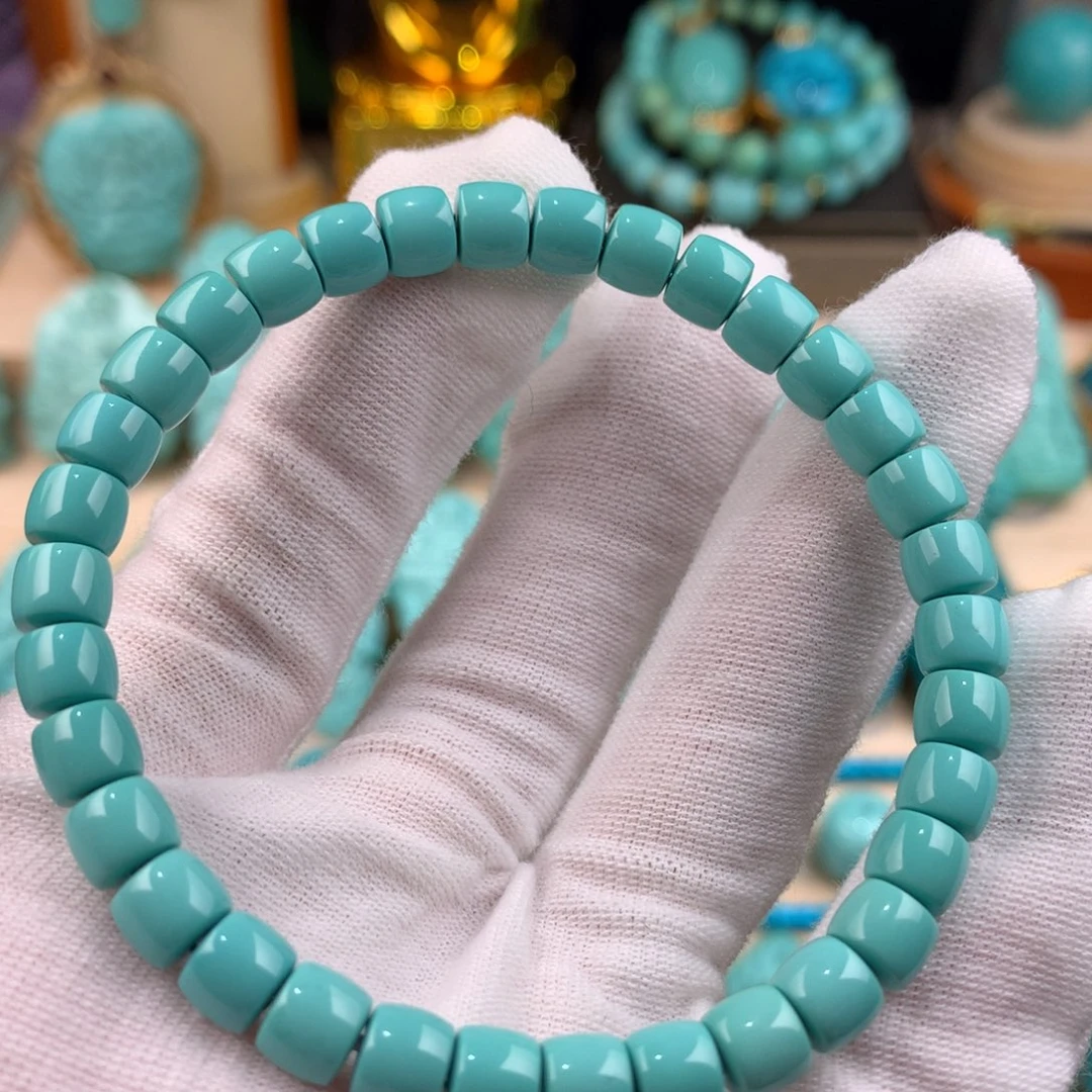 绿松石未镶嵌直切手串卡6.5