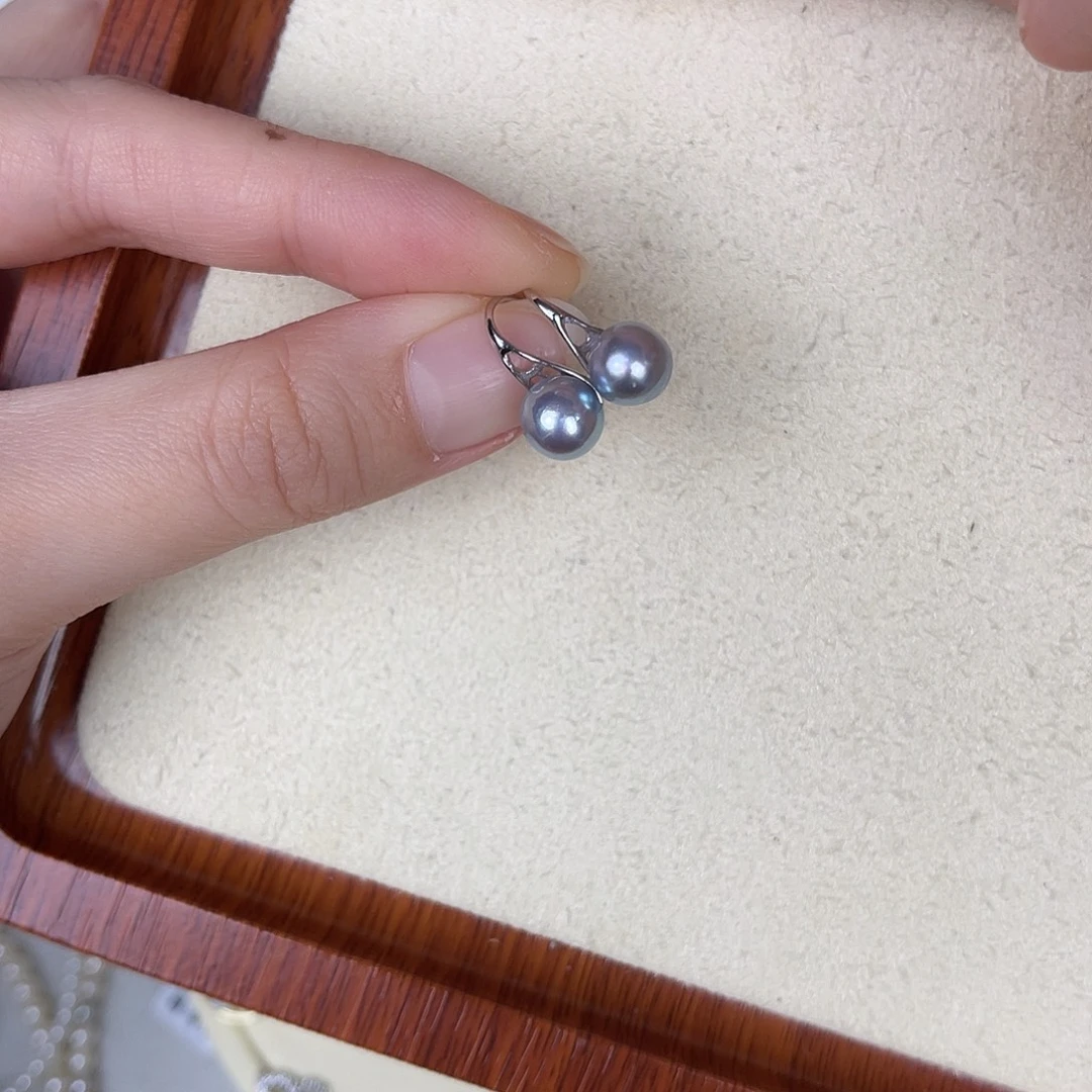 海水珍珠耳饰银S925镶嵌