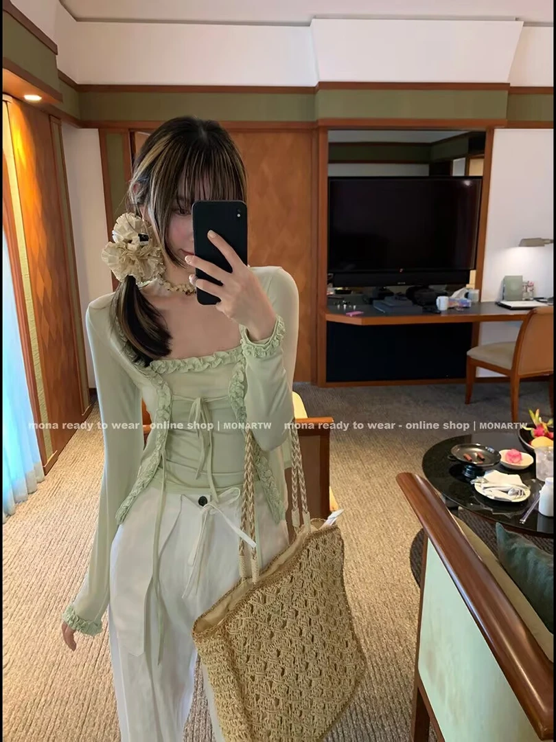 MONA 莱赛尔天丝 超好看绝美吊带开衫修身套装女小个子 夏季新款